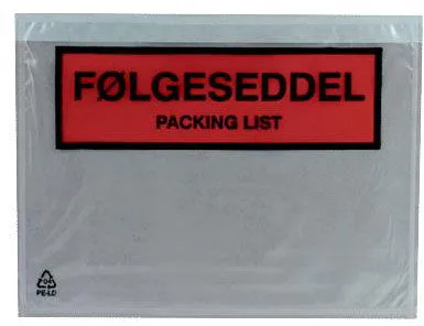Docustick Standard følgeseddellomme m/tryk C6 165 mm x 122 mm